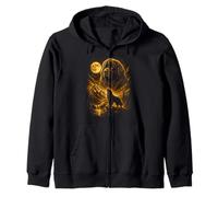 Newfoundland Howling To The Moon Wilderness Scene Zip Hoodie