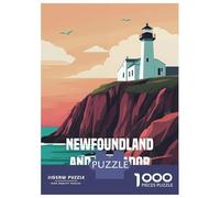 Newfoundland & Labrador Lighthouse Poster 1000 Piece Jigsaw Puzzle, Historic Square Architecture, Weekend Hobby, Matte Printed Jigsaw, Family Night Game for Families, 70x50cm/1000pcs