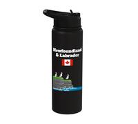 Newfoundland Labrador Puffins Sea Cliffs Canada Trip Flag Stainless Steel Insulated Water Bottle