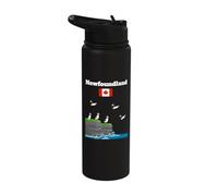 Newfoundland Puffin Colony Sea Cliffs Canada Flag Souvenir Stainless Steel Insulated Water Bottle