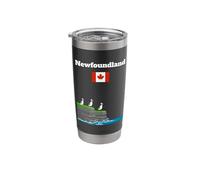 Newfoundland Puffin Sea Cliffs Canada Flag Trip Souvenir Stainless Steel Insulated Tumbler