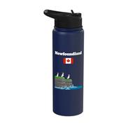 Newfoundland Puffin Sea Cliffs Canada Flag Trip Souvenir Stainless Steel Insulated Water Bottle