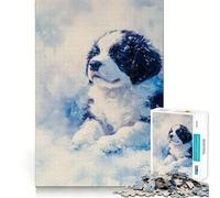 Newfoundland Puppy in Snow Jigsaw Puzzles 1000 Piece for Adults Smart Game Stress Free Pattern Assembly Warm Surprise (50x75cm)