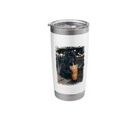 Newfoundland Puppy Sunglasses Drinking Iced Coffee Stainless Steel Insulated Tumbler