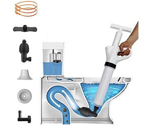 NewFree Toilet Plunger,High Pressure Plunger Kit,Air Clog Remover,Air Drain Blaster Gun with 4 Replaceable Heads,Bathroom Plunger Detachable Assembly Sewer,for Sink Toilet Floor Drain and Pipe Clog