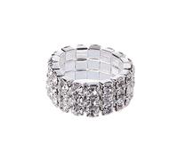 NEWFT Novelty Elastic Stretch Unique Crystal Inlaid Rings Wedding Promise Jewelry Decor for Women Girl