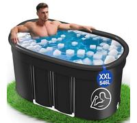 Newfulam Oval Ice Bath XXL (120 cm) with Cover Complete Set - Foldable Bathtub Adult Ice Bathing Barrel Outdoor Ice Bin Bath Outdoor Cold Therapy for Athletes