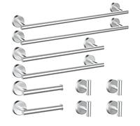 Newfun Bathroom Hardware Set, 10PCS Brushed Nickel Towel Bar for Bathroom Accessory Set Include24&18inch Towel bar,Toilet Paper Holder, Towel Hook