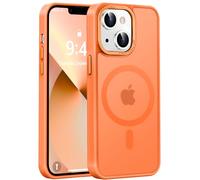 Newfuture Designed for iPhone 13 Case & iPhone 14 Case with Magnetic [13 FT Military Drop Protection] [Compatible with Magsafe] Slim Translucent Shockproof with Anti-Fingerprint Phone Case, Orange