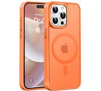 Newfuture Magnetic for iPhone 15 Pro Case [Compatible with Magsafe] [Military Grade Drop Protection] Translucent Matte Anti-Fingerprint Shockproof Phone Case for iPhone 15 Pro 6.1 inch, Orange