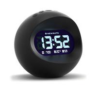 NEWGATE® Centre of the Earth alarm clock | Retro digital LCD clock | Black | Stylish round design | Ideal for bedside, desk or shelf | Retro bedroom & office accessory