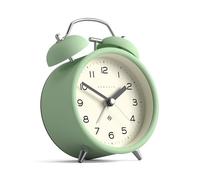 NEWGATE® Charlie Bell Echo alarm clock | Classic twin bell clock | Neo mint | Easy to read numbers | Ideal for bedside, desk or shelf | Modern retro bedroom & office accessory