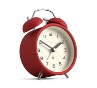 NEWGATE® Charlie Bell Echo alarm clock | Modern take on classic twin bell clock | Red | Easy to read numbers | Ideal for bedside, desk or shelf | Modern retro bedroom & office accessory