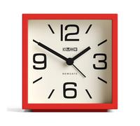 NEWGATE® Cube alarm clock | Design-led cube shaped retro alarm | Fire engine red | Ideal for bedside, desk, shelf & mantel | Mid-century retro bedroom & office accessory