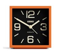 NEWGATE® Cube alarm clock | Design led cube shaped retro alarm | Orange | Ideal for bedside, desk, shelf & mantel | Mid century retro bedroom & office accessory