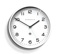 NEWGATE Echo Number Three Modern Wall Round Kitchen Living Room-Desk Clock (Powder White), Silicone, 37cm
