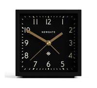NEWGATE® Equinox alarm clock | Design-led cube shaped modern alarm | Black case | Black dial | Ideal for bedside, desk, shelf & mantel | Mid-century bedroom & office accessory