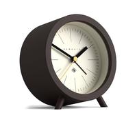NEWGATE® Fred alarm clock | Modern barrel design | Chocolate brown and cream | Ideal for bedside, desk or shelf | Modern retro scandi bedroom & office accessory