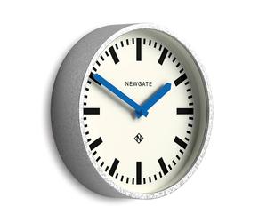 NEWGATE® Luggage wall clock | Modern retro metal station clock | 30cm | Deep galvanised metal case with blue hands | Contemporary vintage style for kitchen, living room or office