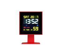 NEWGATE® Monolith alarm clock | Retro square digital LCD clock | Red | Ideal for bedside, desk or shelf
