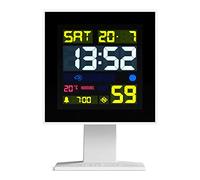 NEWGATE® Monolith alarm clock | Retro square digital LCD clock | White | Ideal for bedside, desk or shelf