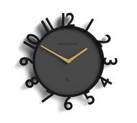 NEWGATE® Monorail wall clock | Round sculpted skeleton clock | Black | 39cm | Arabic numbers | Cool modern designer style for kitchen, living room, office