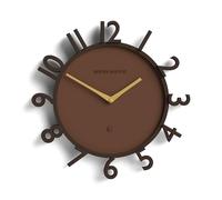 NEWGATE® Monorail wall clock | Round sculpted skeleton clock | Mocha brown | 39cm | Arabic numbers | Cool modern designer style for kitchen, living room, office