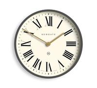 NEWGATE® Mr Butler Large Metal Wall Clock | Oversized wall clock | Round clock | Retro clock | Kitchen clock | Living room clock | Office clock | Designer clock | 45cm | Grey/cream roman dial