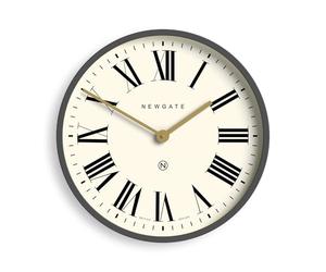 NEWGATE® Mr Butler Large Metal Wall Clock | Oversized wall clock | Round clock | Retro clock | Kitchen clock | Living room clock | Office clock | Designer clock | 45cm | Grey/cream roman dial