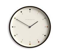 NEWGATE® Mr Clarke wall clock | Large scandi inspired plywood clock | 40cm | Dark wood case with designer dot dial | Modern minimalist design for kitchen, living room or office