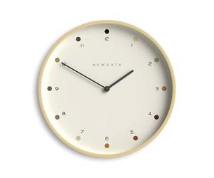 NEWGATE® Mr Clarke wall clock | Large scandi inspired plywood clock | 40cm | Pale wood case with designer dot dial | Modern minimalist design for kitchen, living room or office