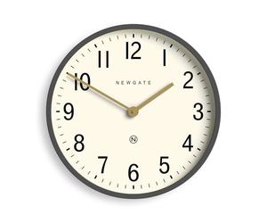 NEWGATE® Mr Edwards wall clock | Large mid century inspired modern classic clock | 45cm | Deep metal case in grey | Classic style for kitchen, living room or office