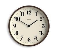 NEWGATE® Number Four Theatre wall clock | Modern round clock | 30cm | Faux dark wood | Decorative numbers | Ideal for kitchen, living room or office