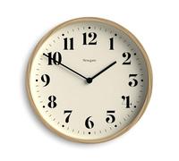 NEWGATE® Number Four Theatre wall clock | Modern round clock | 30cm | Faux wood | Decorative numbers | Ideal for kitchen, living room or office