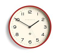 NEWGATE® Number Three Echo wall clock | Modern round clock | 37cm | Red | Easy to read numbers | Ideal for kitchen, living room or office