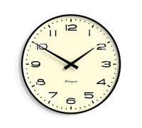 NEWGATE® Radio City wall clock | Round metal retro design | 33cm | Black | Domed glass lens | Modern retro numbers | For kitchen, living room or office