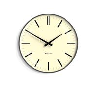 NEWGATE® Radio City wall clock | Round metal retro design | 33cm | Grey | Domed glass lens | Stylish marker dial | For kitchen, living room or office