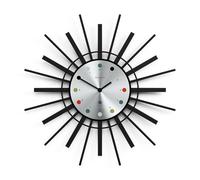 NEWGATE® Stingray Wall Clock | Retro Sunburst Design | Modern Dial with Arabic Numerals | Silent Sweep Movement | Statement Clock for Living Room (Silver & Black)