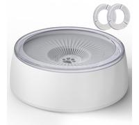 Newget 3L Dog Water Bowl 101oz No Spill Slow Drinking Pet Water Bowls with Filter & Slow Feeder Mat, Splash Proof Travel Water Bowl for Dogs Cats, Car & Home Use,Grey