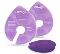 NEWGO Breast Therapy Gel Pads for Nursing - 2 Reusable Large Hot & Cold Gel Ice Packs for Nursing, Postpartum, with 2 Soft Washable Covers - for Mastitis, Engorgement, Clogged Ducts, Bra-Friendly