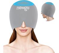 NEWGO Migraine Relief Cap, Full Coverage Headache Hat for Migraine Cold Therapy Ice Head Wrap for Puffy Eyes, Tension, Sinus and Stress Relief, Form Fitting & Stretchable-Light Grey
