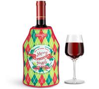 NEWGO® Wine Cooler Sleeve, Reusable Ice Pack Sleeve with Protector, Rapid Cooling Insulator for Champagne, Red, White Wine, Beer (Classic Pattern)