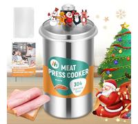 Newhai Deli Meat Maker Lunch Meat Press Ham Meat Cooker Healthy Homemade Ham with Thermometer 5 Secret Recipes Cooking Bags 304 Stainless Steel with Glass Cover