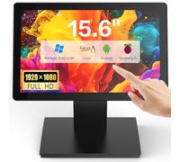 NewHail 15.6" Touchscreen POS Monitor, 1920×1080 FHD IPS Display, 10-Point Capacitive Touch, with HDMI/VGA Input, Heavy Duty Metal Stand for Restaurant, Bar, Gym, Warehouse, and POS Systems