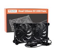 NewHail Quiet Dual 120mm Router Fan Cooler with L/M/H 3-Degree Speed Controller, DC 5V USB Powered Cooling Case Fan for Router Modem Receiver DVR PlayStation TV Box