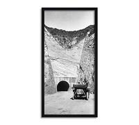 Newhall Tunnel California Black White Photo Framed Wall Art Print Long 25X12 Inch