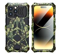 Newhalper for iPhone 15 ProMax Case Metal [Heavy Duty Shockproof ][Tough Rugged][Metal Frame Bumper][Military-Grade Protection] for iPhone 15 Pro Max Phone case Hard (Camouflage)