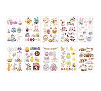NEWHOMESTYLE 10 Sheet Easter Tattoos for Kids, Waterproof Glow in the Dark Temporary Tattoos Easter Clover Luminous Body Face Tattoo Stickers for Kids Adult