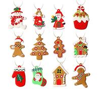 NEWHOMESTYLE 12pcs Mini Christmas Gingerbread Man Hanging Ornaments, Gingerbread Pendants Christmas Tree Decorations