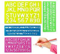 NEWHOMESTYLE 4 Pcs Plastic Letter and Number Stencil Alphabet Stencils Set, Reusable DIY Craft Ruler Decorative Plastic Letter Stencils Guides Tool
